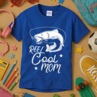 Reel Cool Mom Fathers Day Fishing Mom Cute Gift Kids T-Shirt thumb 3