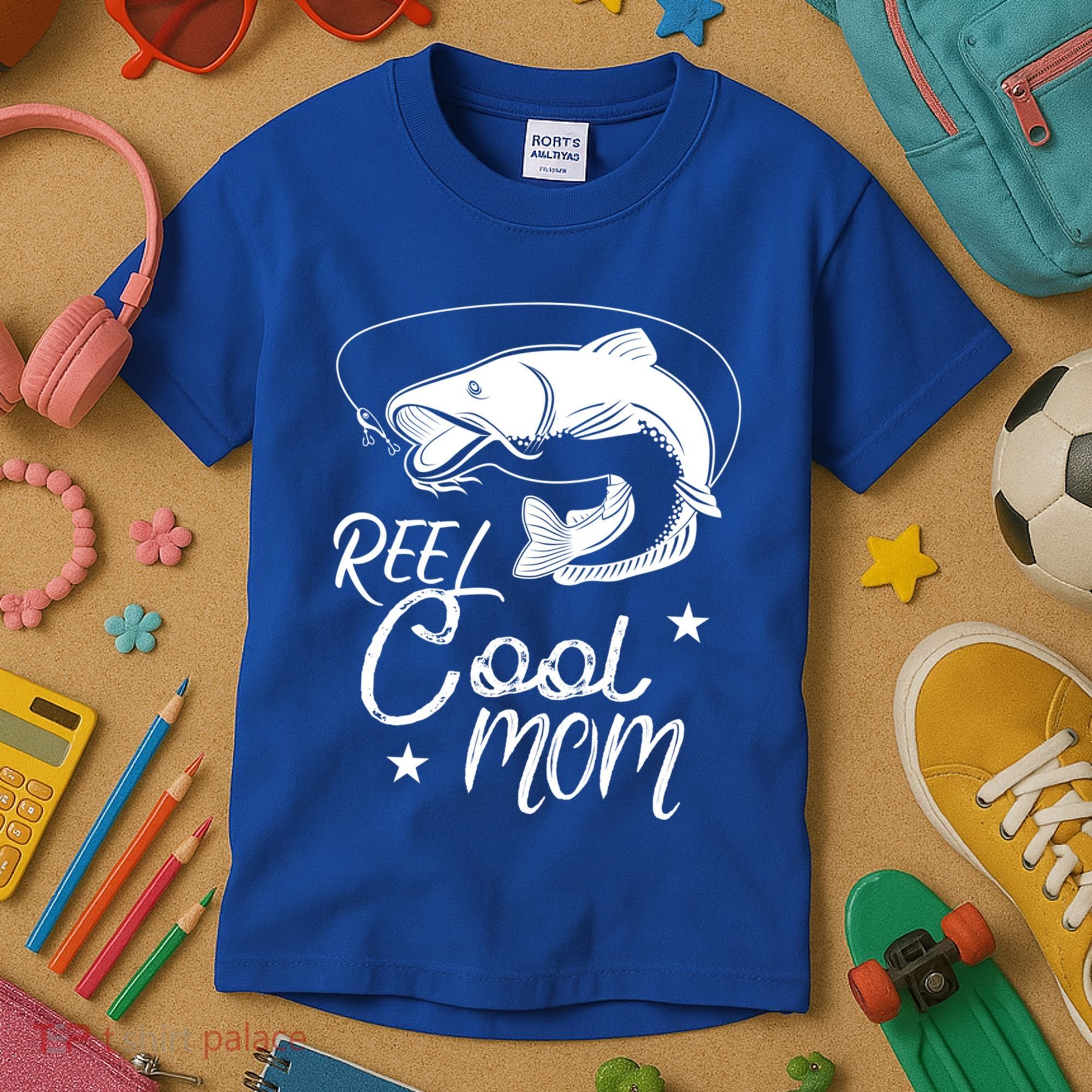 Reel Cool Mom Fathers Day Fishing Mom Cute Gift Kids T-Shirt