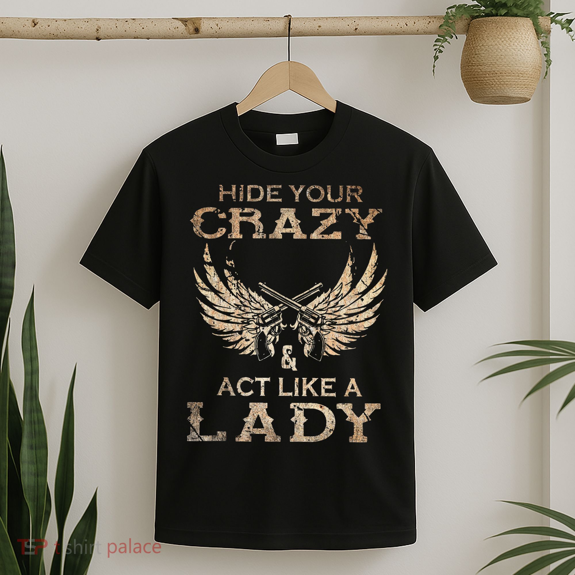 Retro Country Music Art Hide Your Crazy And Act Like A Lady T-Shirt
