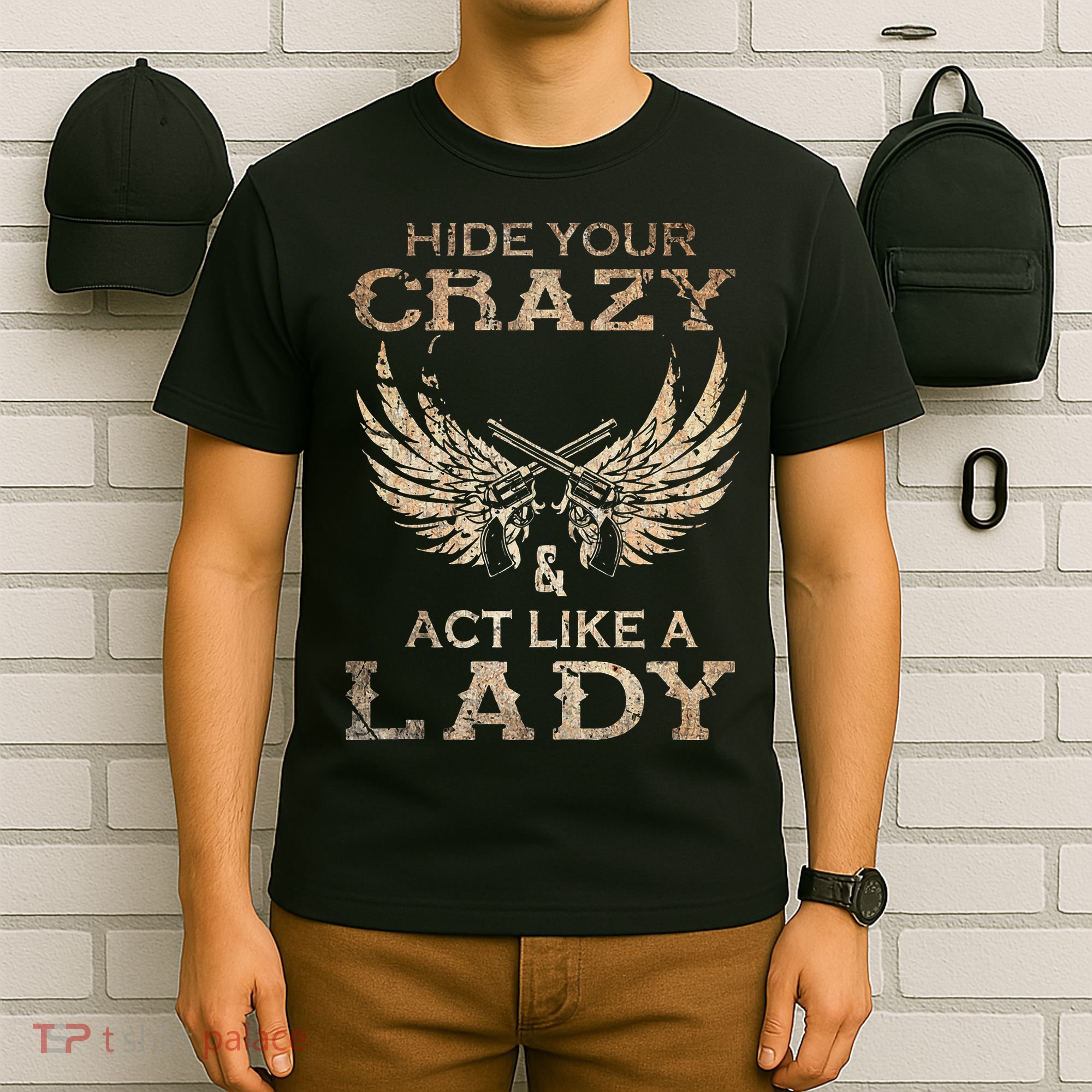 Retro Country Music Art Hide Your Crazy And Act Like A Lady T-Shirt