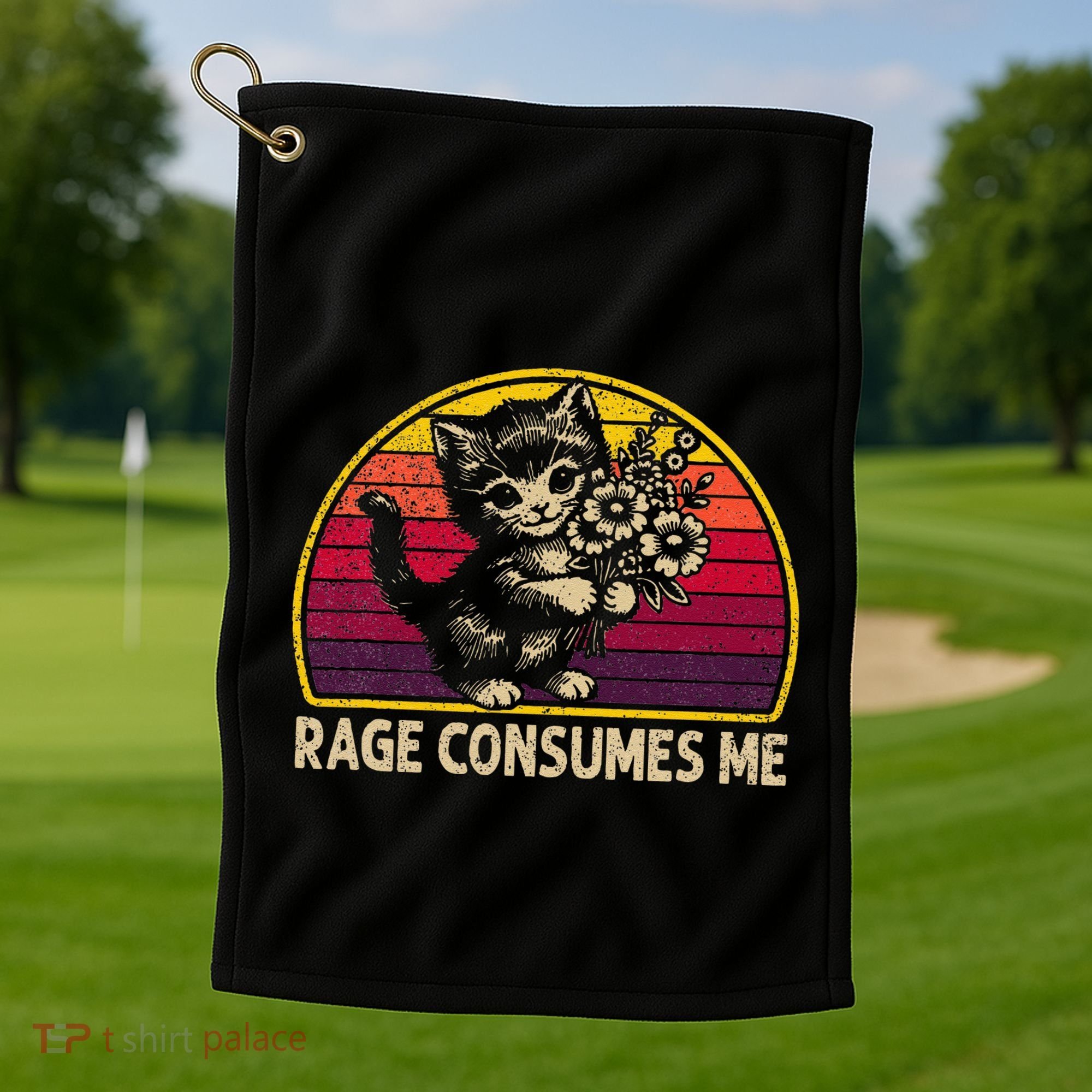 Rage Consumes Me Funny Cat Humor Joke Golf Towel