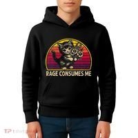 Rage Consumes Me Funny Cat Humor Joke Kids Hoodie thumb 4