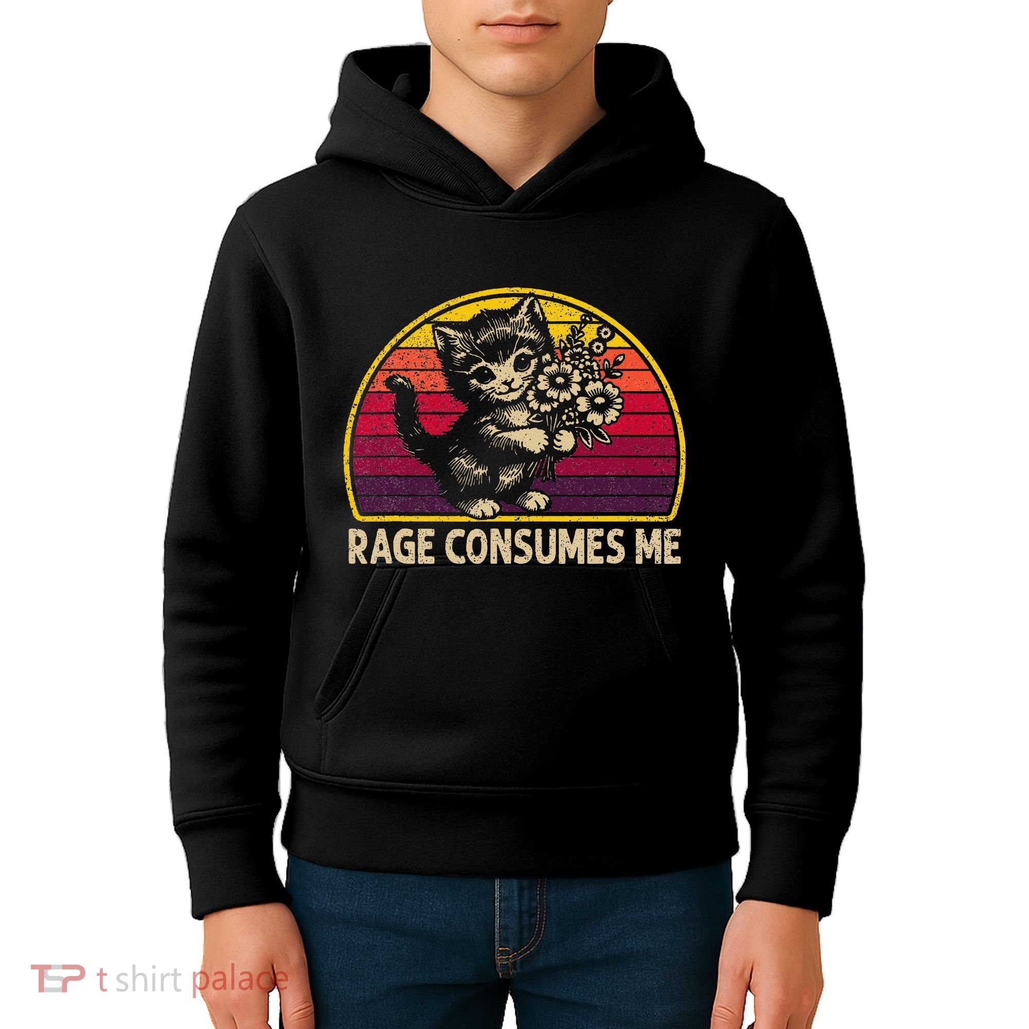 Rage Consumes Me Funny Cat Humor Joke Kids Hoodie
