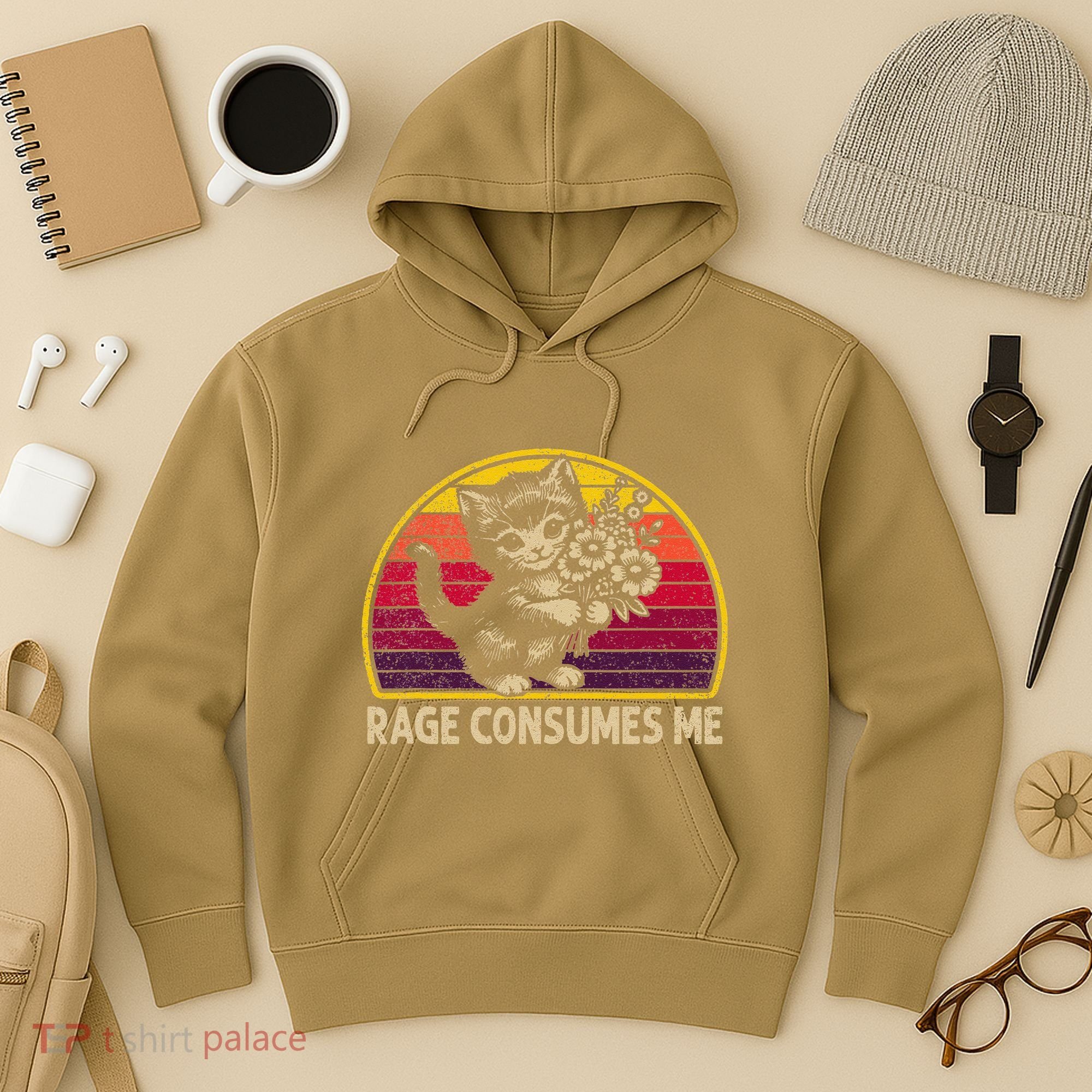 Rage Consumes Me Funny Cat Humor Joke Hoodie