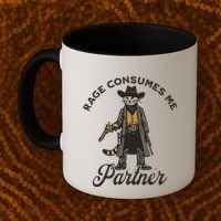 Rage Consumes Me Partner Funny Western Cowboy Cat Coffee Mug thumb 2