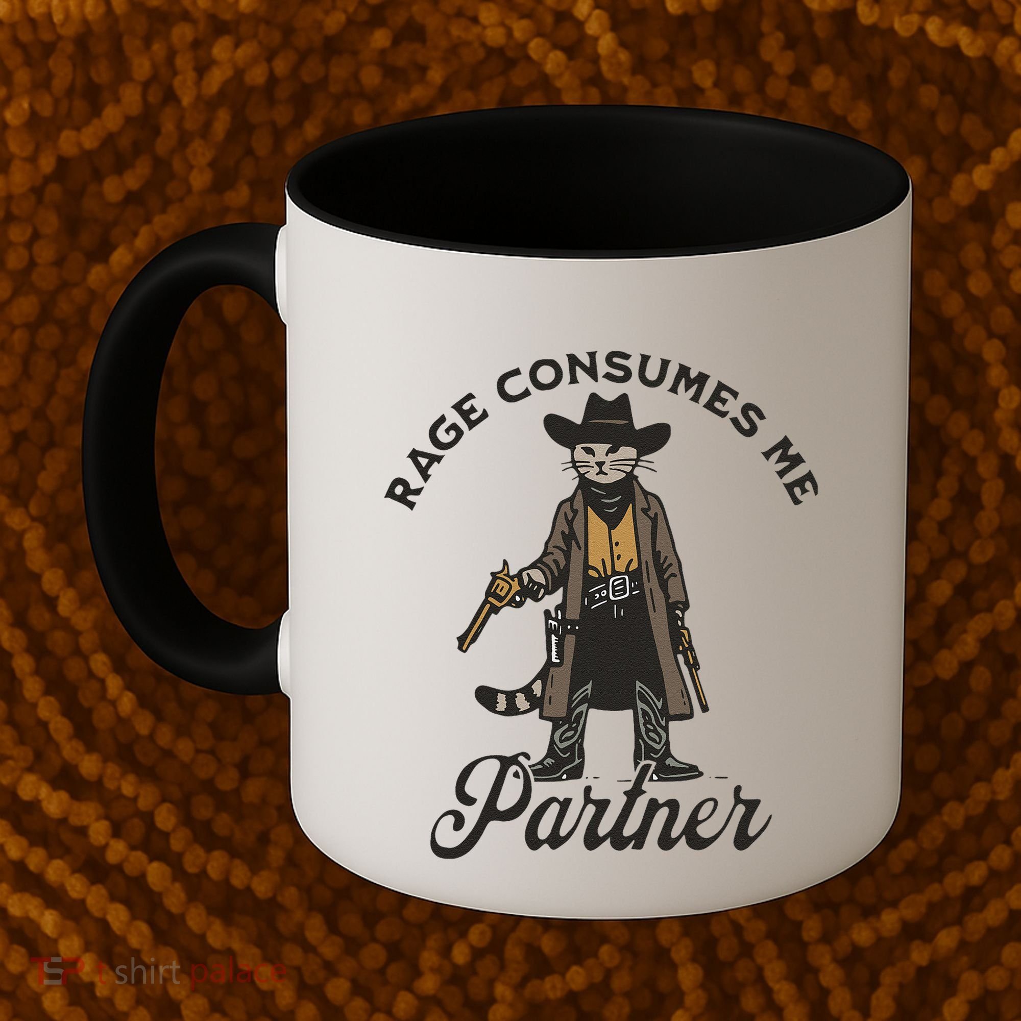 Rage Consumes Me Partner Funny Western Cowboy Cat Coffee Mug