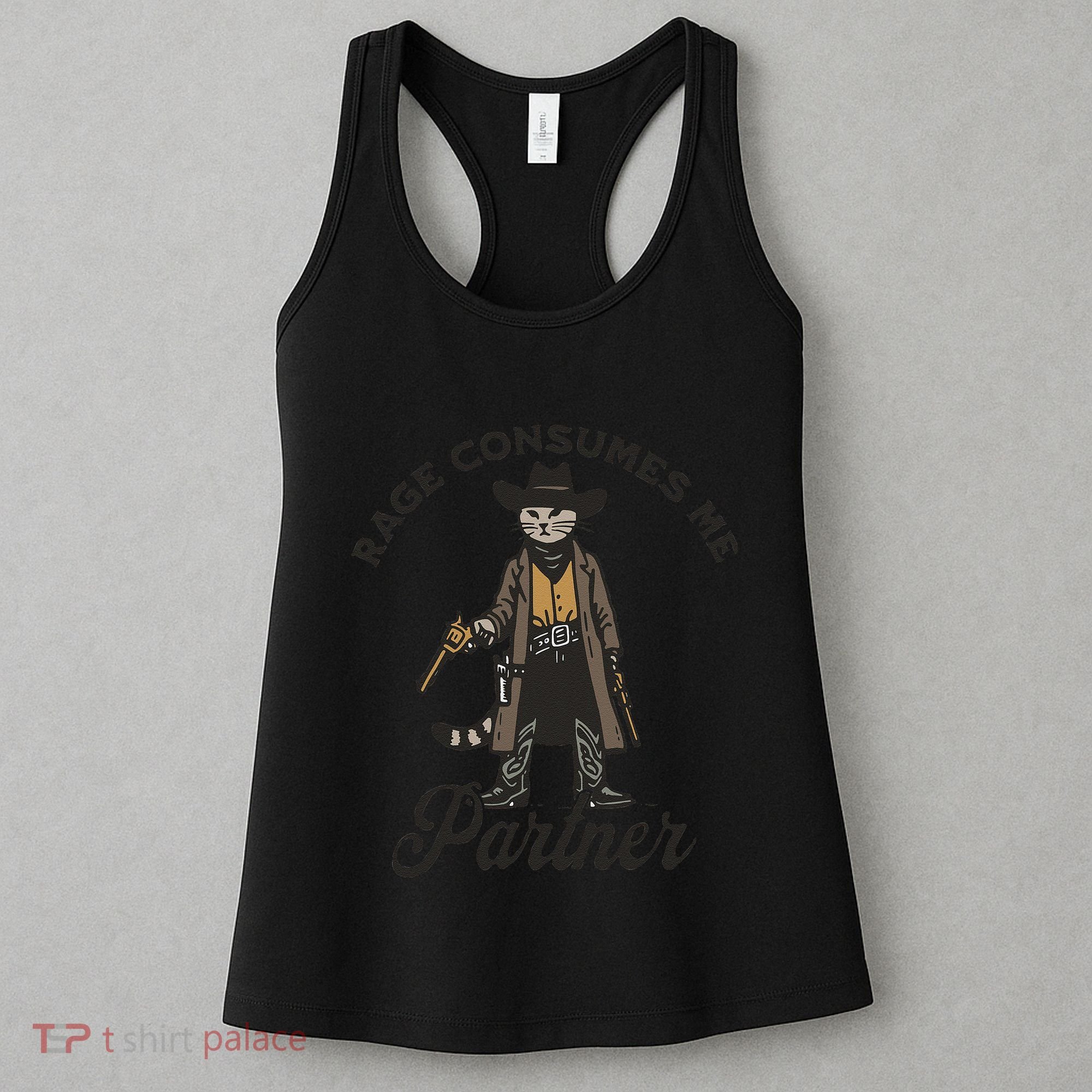 Rage Consumes Me Partner Funny Western Cowboy Cat Women's Tank Top