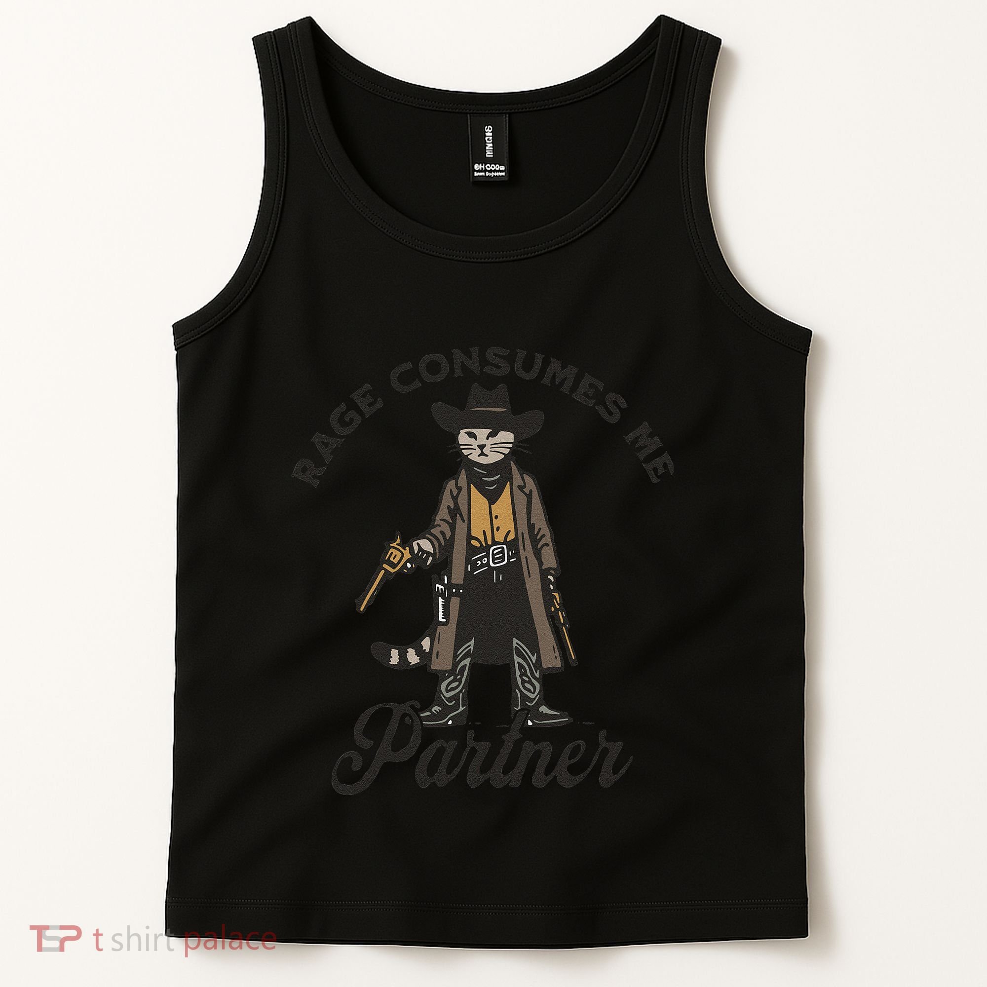 Rage Consumes Me Partner Funny Western Cowboy Cat Tank Top