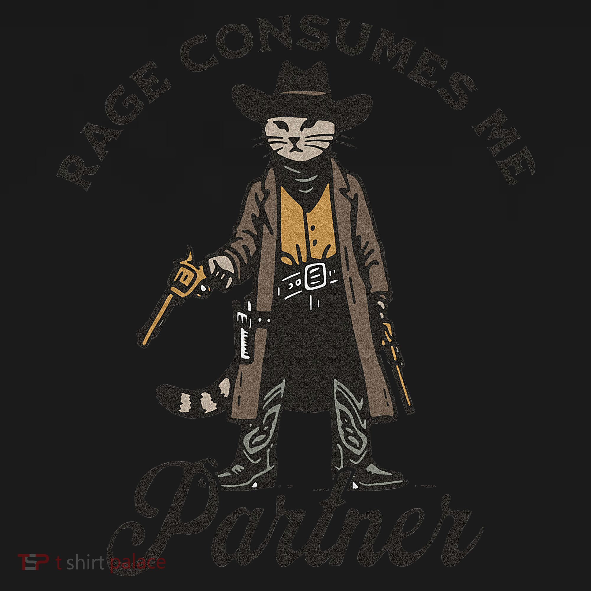 Rage Consumes Me Partner Funny Western Cowboy Cat Women's T-Shirt