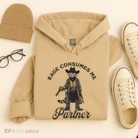 Rage Consumes Me Partner Funny Western Cowboy Cat Hoodie thumb 4