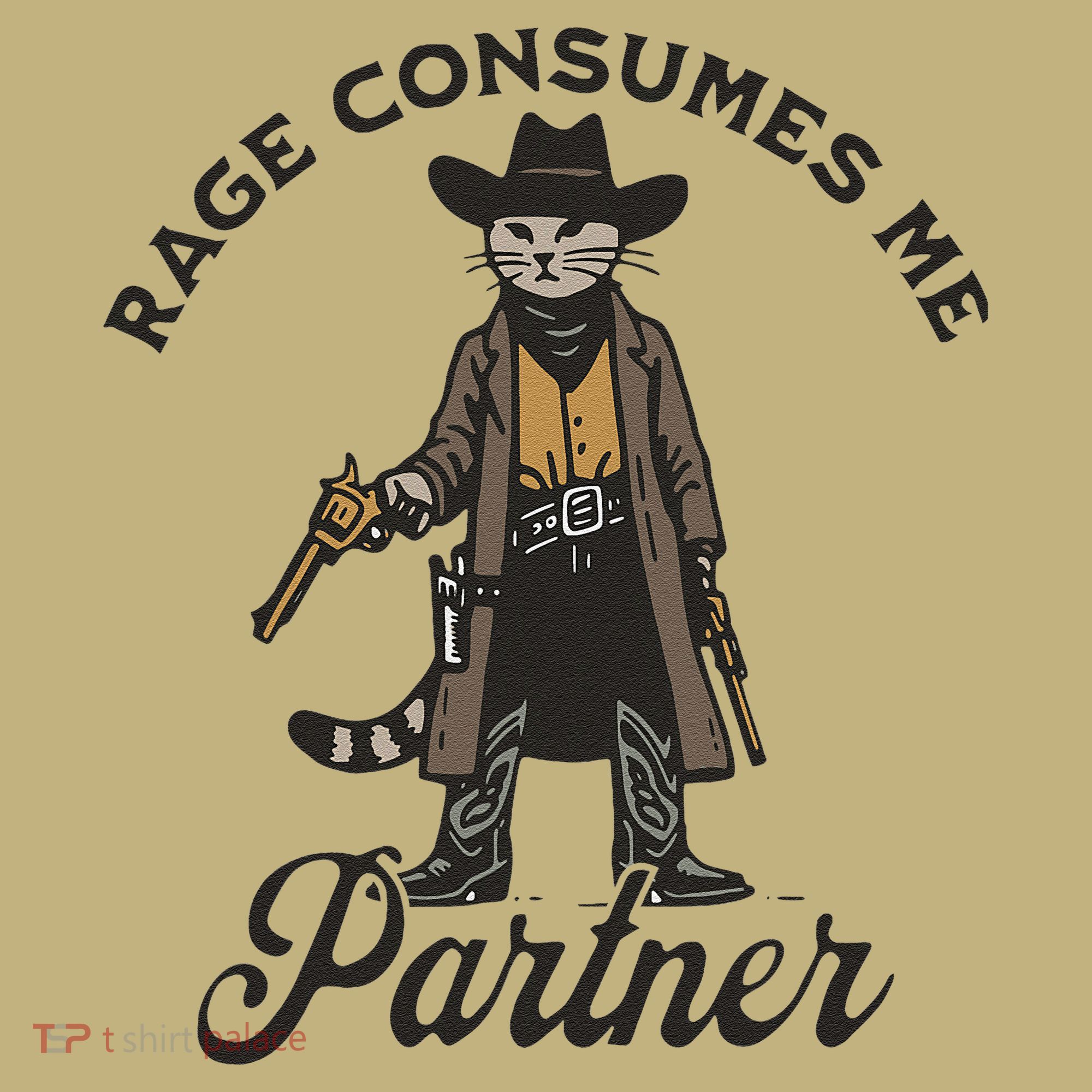 Rage Consumes Me Partner Funny Western Cowboy Cat Hoodie