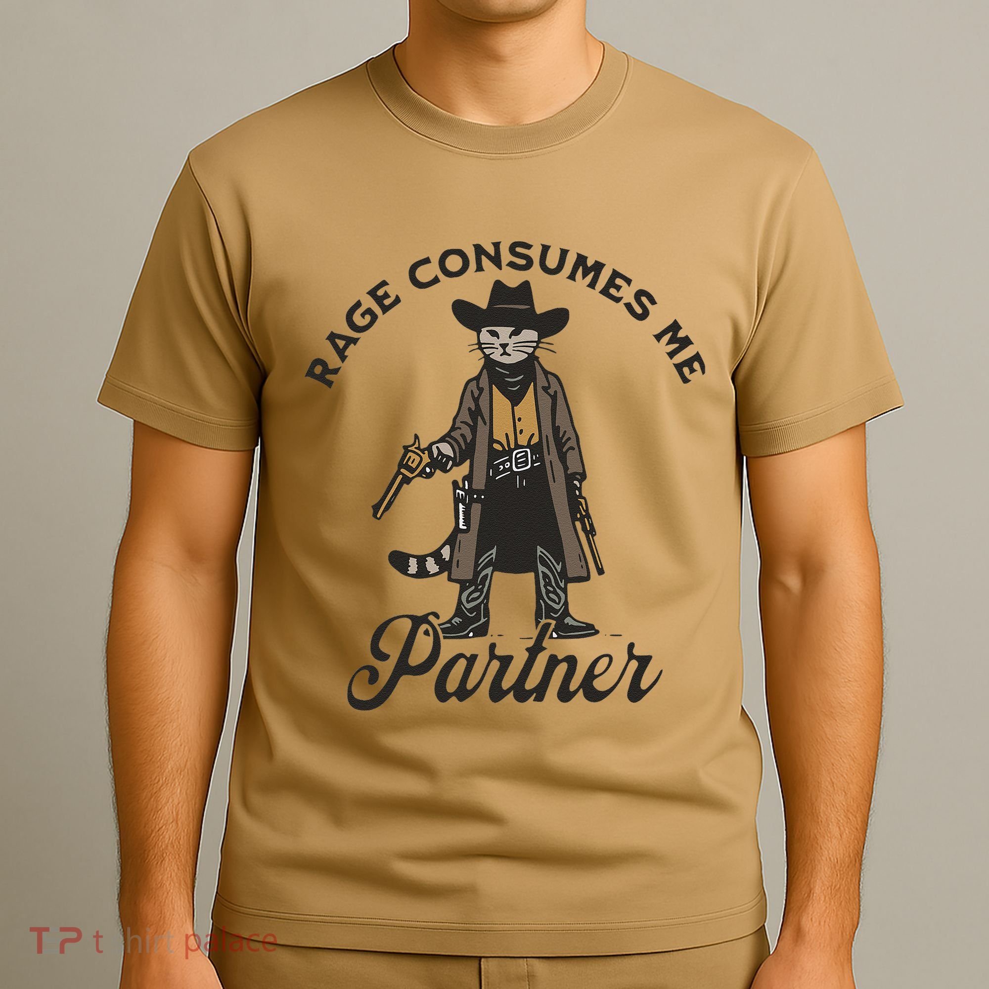 Rage Consumes Me Partner Funny Western Cowboy Cat T-Shirt