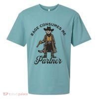 Rage Consumes Me Partner Funny Western Cowboy Cat Sueded Cloud Jersey T-Shirt thumb 0