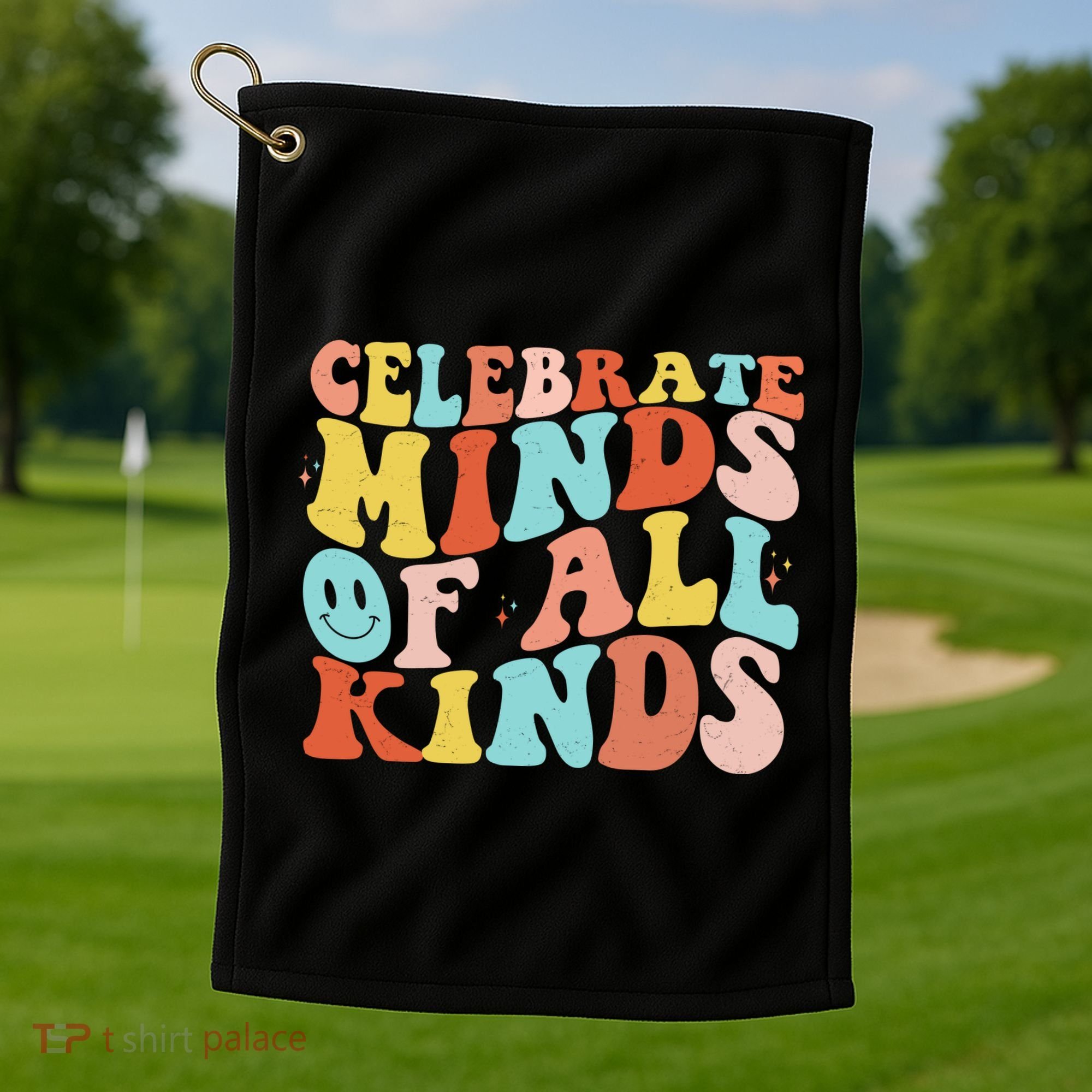 Retro Celebrate Minds Of All Kinds Golf Towel