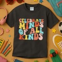 Retro Celebrate Minds Of All Kinds Kids T-Shirt thumb 3