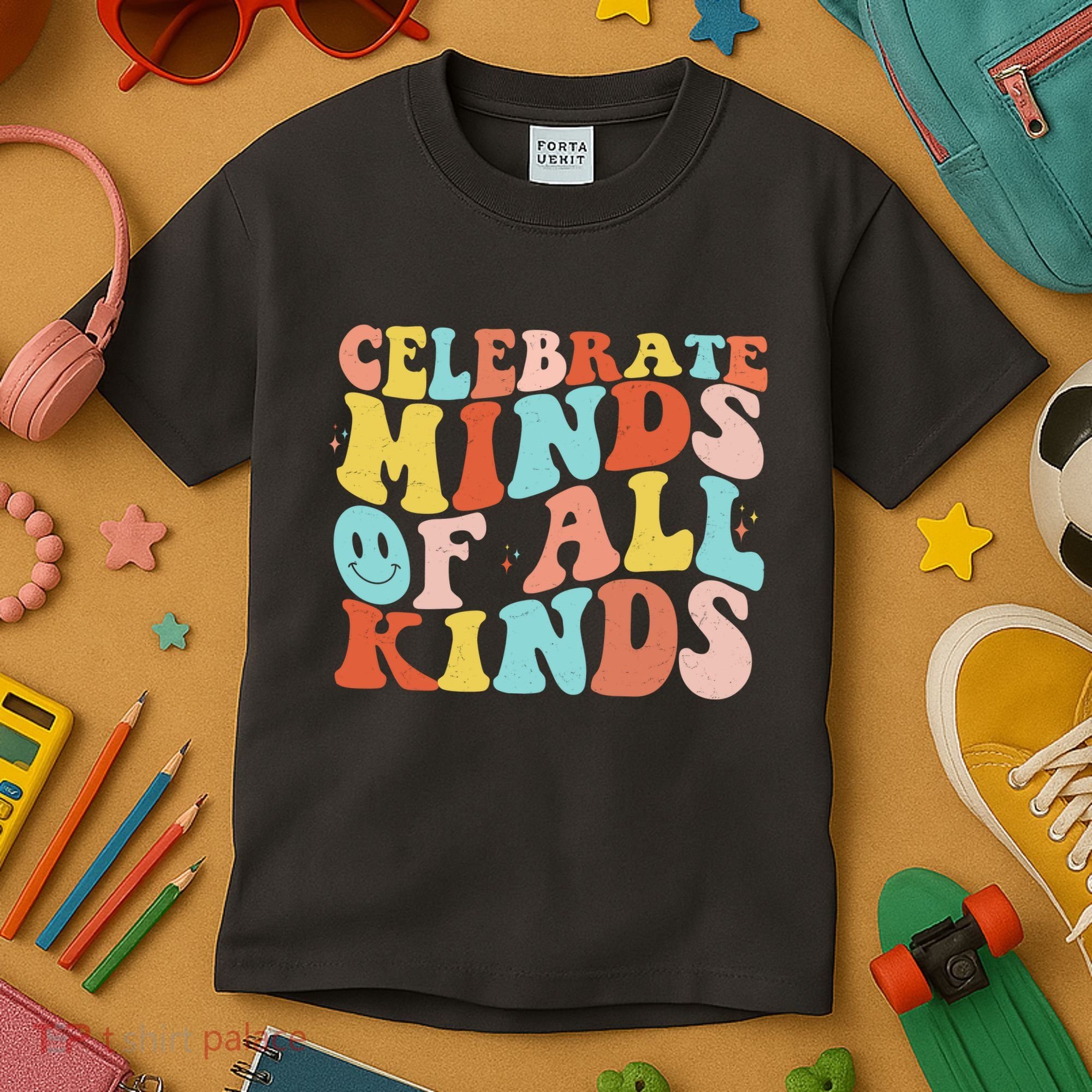 Retro Celebrate Minds Of All Kinds Kids T-Shirt