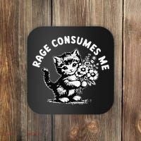 Rage Consumes Me Weirdcore Funny Hilarious Kitten Meme Coaster thumb 0