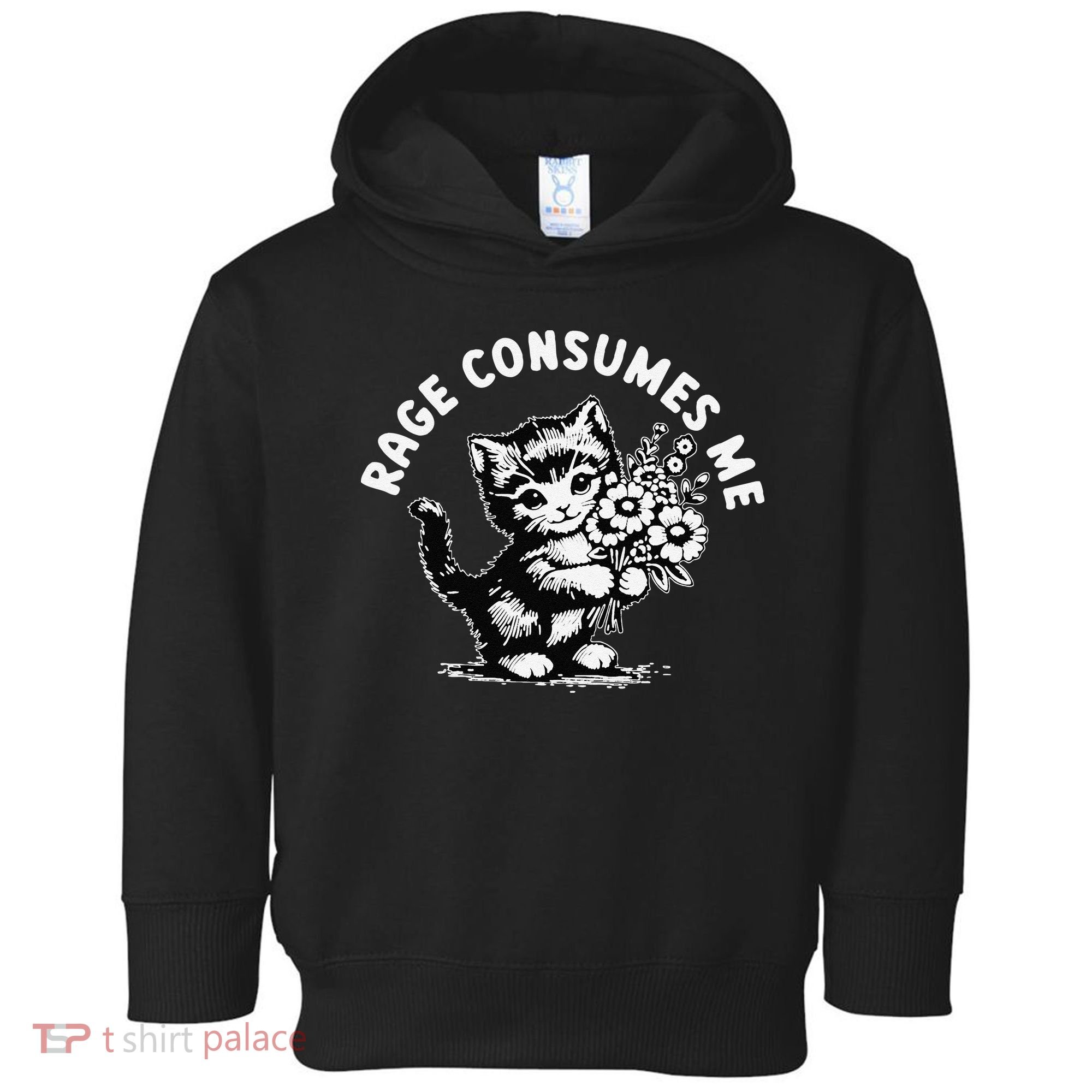 Rage Consumes Me Weirdcore Funny Hilarious Kitten Meme Toddler Hoodie