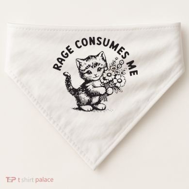 Rage Consumes Me Weirdcore Funny Hilarious Kitten Meme USA-Made Doggie Bandana
