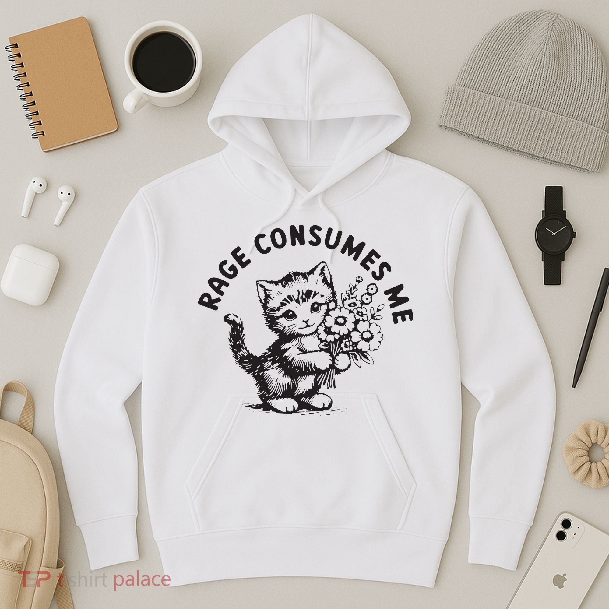 Rage Consumes Me Weirdcore Funny Hilarious Kitten Meme Hoodie