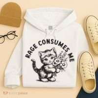 Rage Consumes Me Weirdcore Funny Hilarious Kitten Meme Hoodie thumb 4