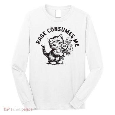 Rage Consumes Me Weirdcore Funny Hilarious Kitten Meme Long Sleeve Shirt