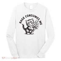 Rage Consumes Me Weirdcore Funny Hilarious Kitten Meme Long Sleeve Shirt thumb 0