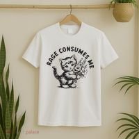 Rage Consumes Me Weirdcore Funny Hilarious Kitten Meme T-Shirt thumb 2
