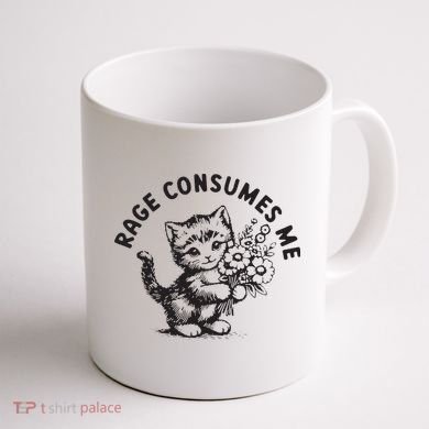 Rage Consumes Me Weirdcore Funny Hilarious Kitten Meme Coffee Mug back