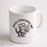 Rage Consumes Me Weirdcore Funny Hilarious Kitten Meme Coffee Mug thumb 1