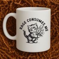 Rage Consumes Me Weirdcore Funny Hilarious Kitten Meme Coffee Mug thumb 2