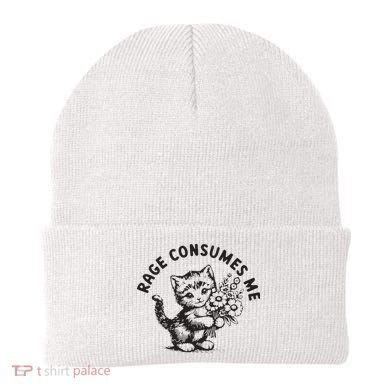 Rage Consumes Me Weirdcore Funny Hilarious Kitten Meme Beanie