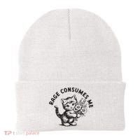 Rage Consumes Me Weirdcore Funny Hilarious Kitten Meme Beanie thumb 0
