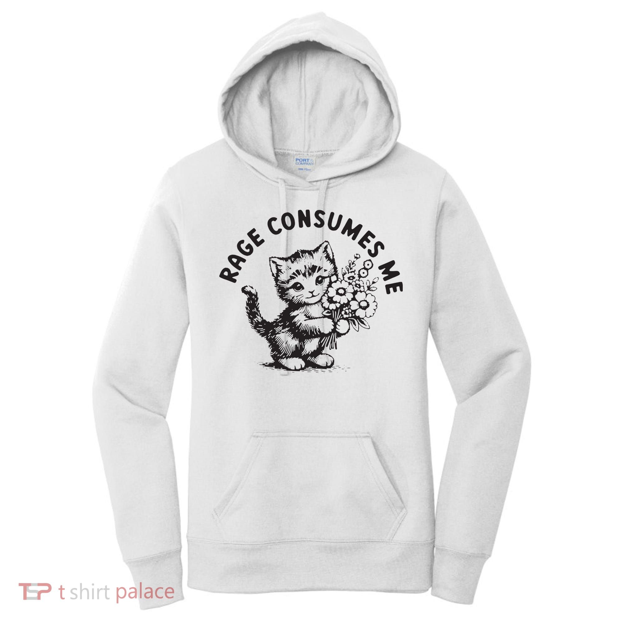 Rage Consumes Me Weirdcore Funny Hilarious Kitten Meme Women's Hoodie