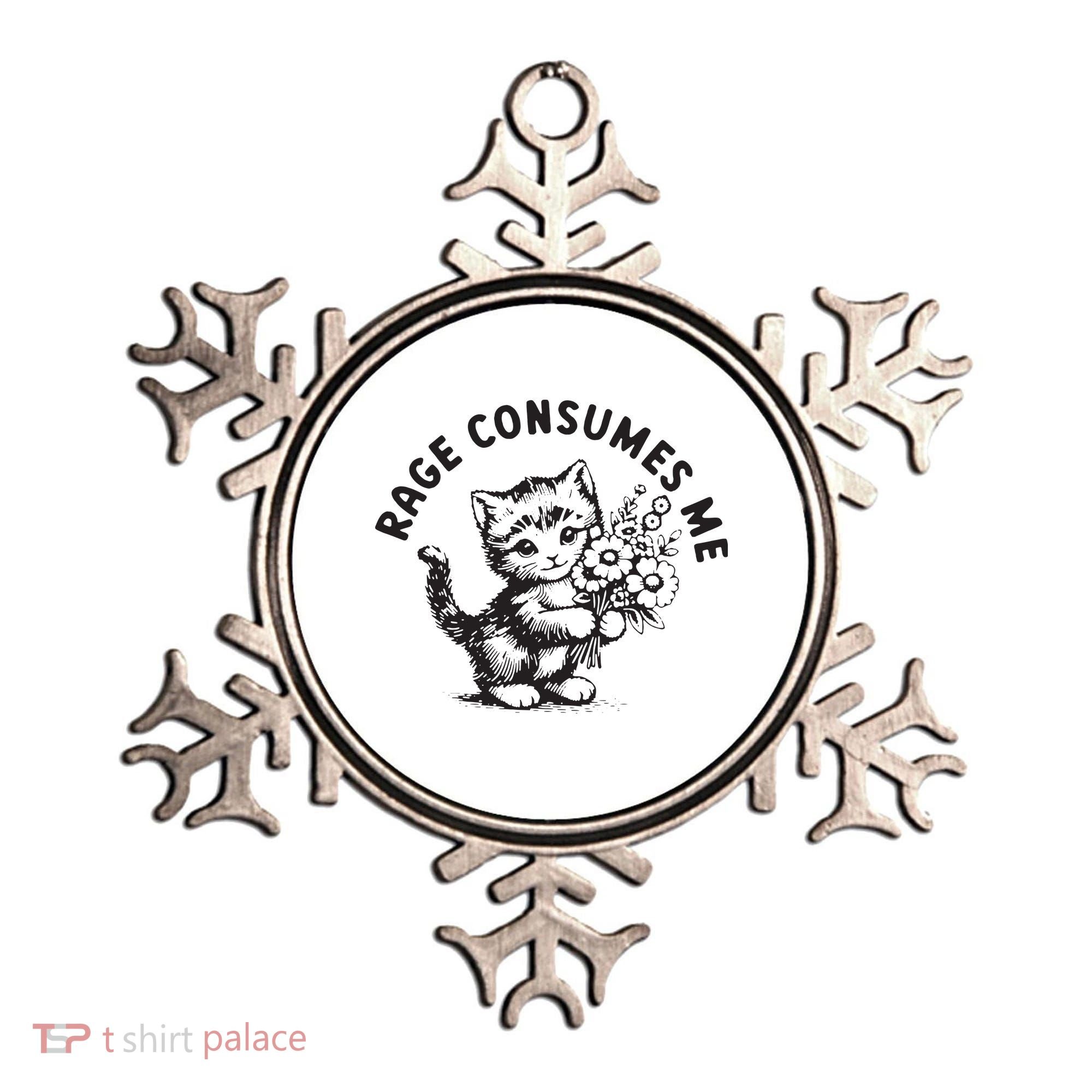 Rage Consumes Me Weirdcore Funny Hilarious Kitten Meme Ornament