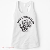 Rage Consumes Me Weirdcore Funny Hilarious Kitten Meme Women's Tank Top thumb 0