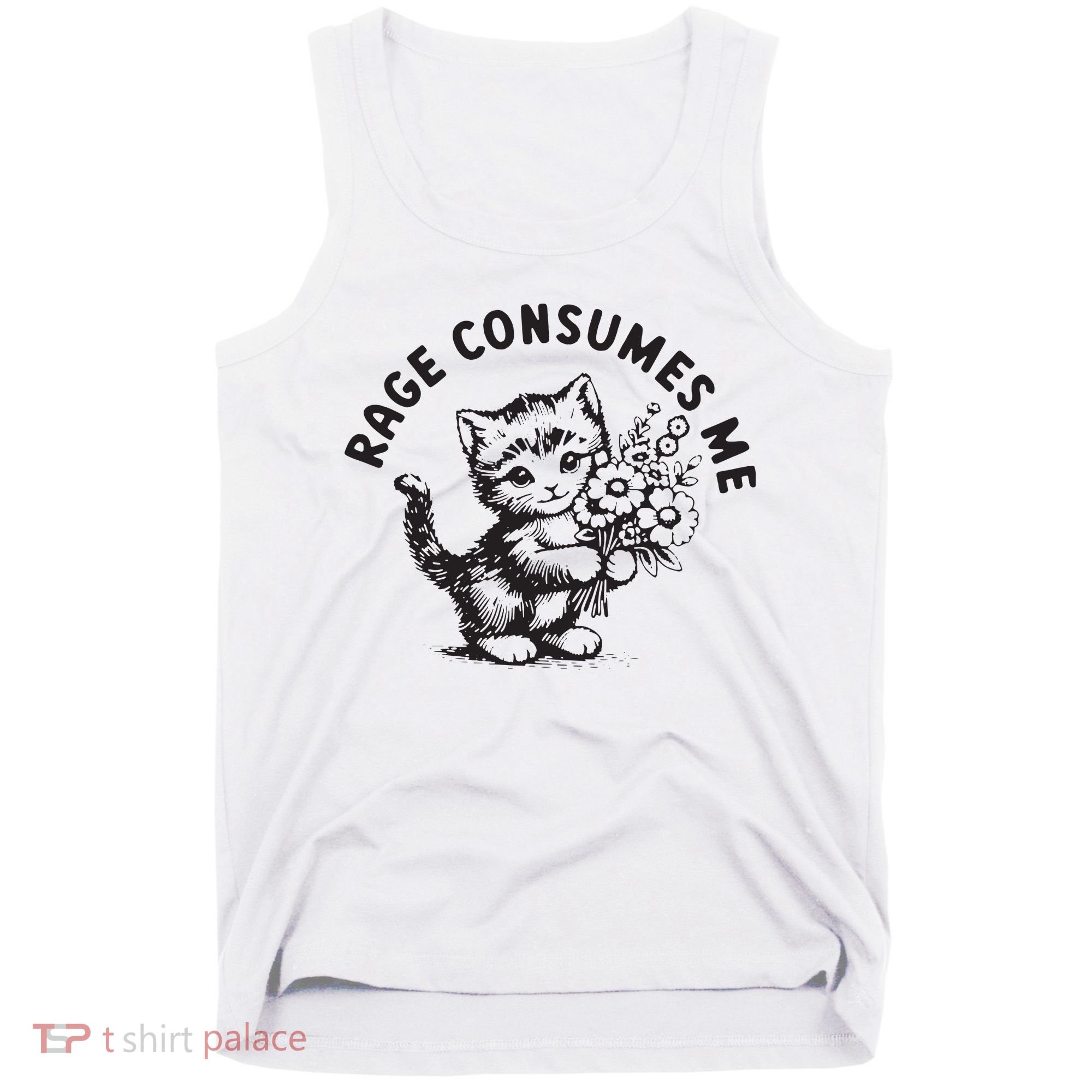Rage Consumes Me Weirdcore Funny Hilarious Kitten Meme Tank Top