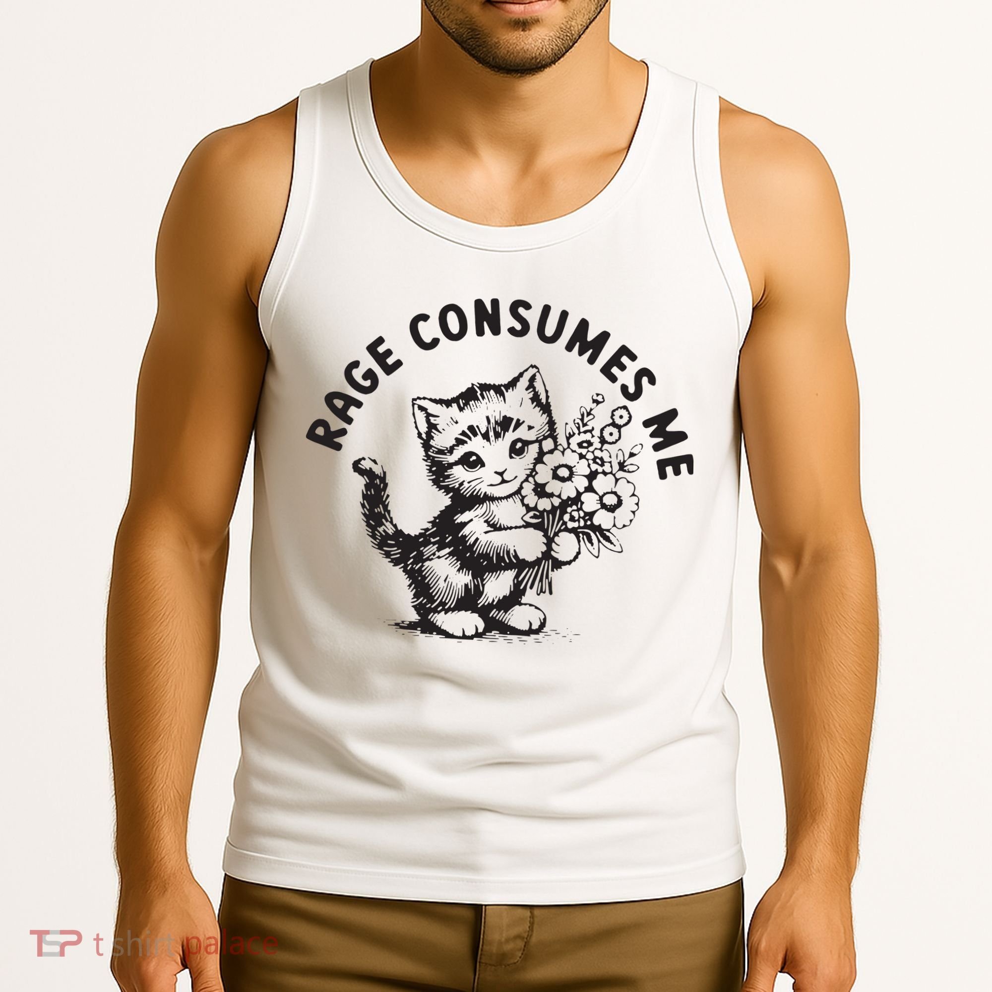 Rage Consumes Me Weirdcore Funny Hilarious Kitten Meme Tank Top