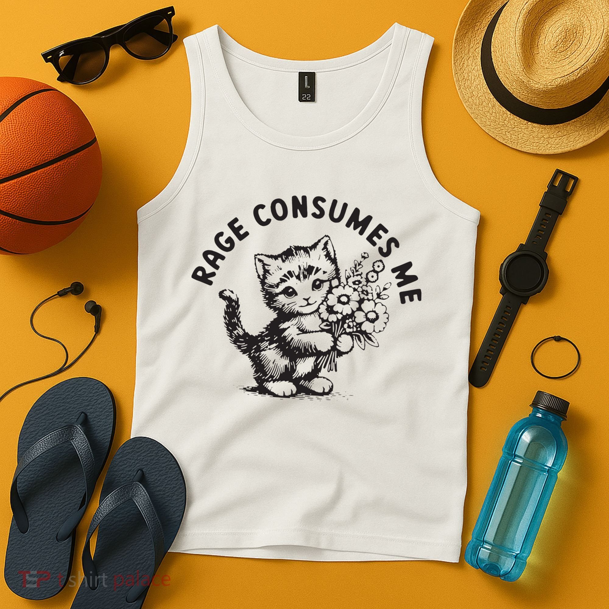 Rage Consumes Me Weirdcore Funny Hilarious Kitten Meme Tank Top