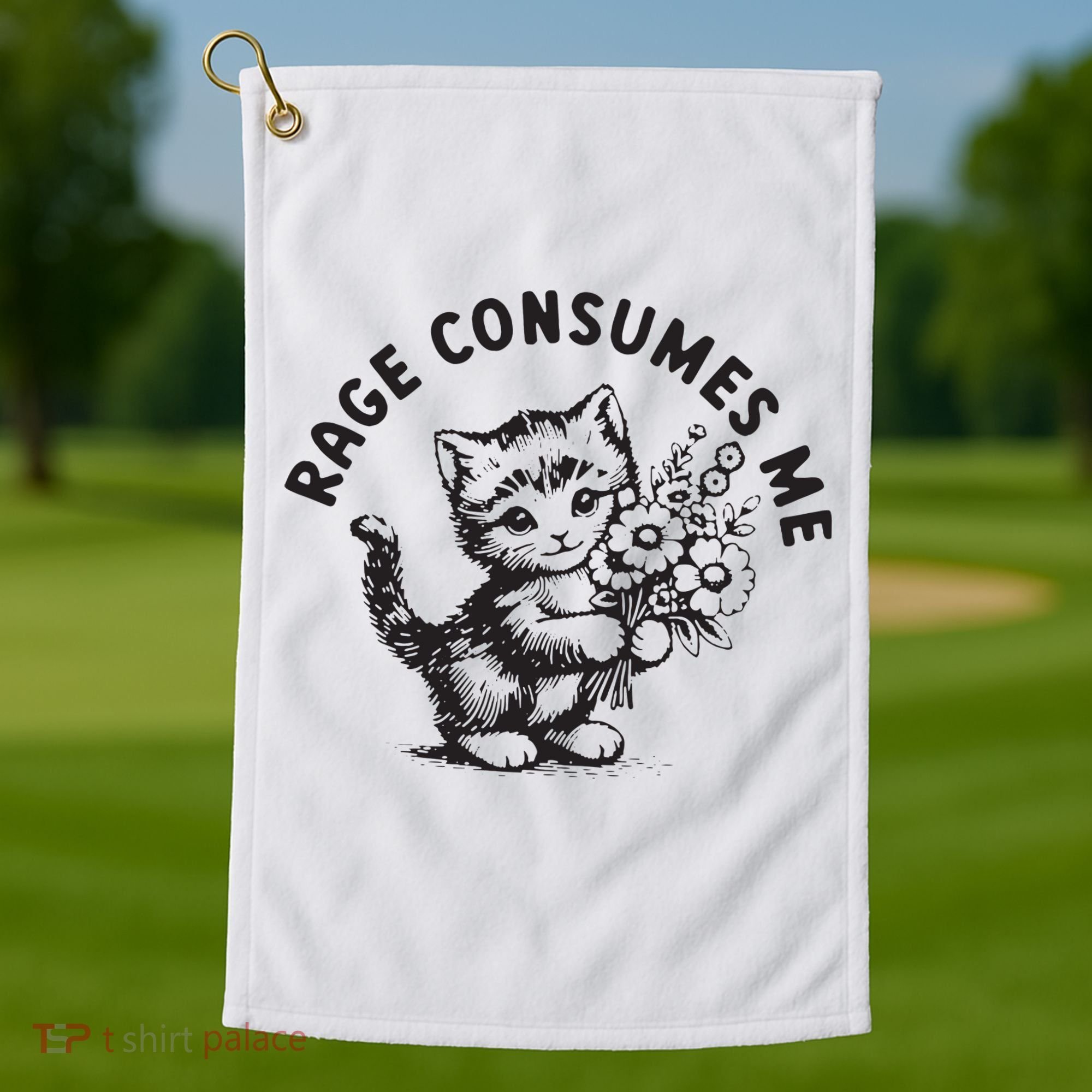 Rage Consumes Me Weirdcore Funny Hilarious Kitten Meme Golf Towel
