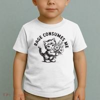Rage Consumes Me Weirdcore Funny Hilarious Kitten Meme Toddler T-Shirt thumb 2