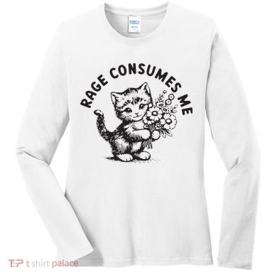 Rage Consumes Me Weirdcore Funny Hilarious Kitten Meme Women's Long Sleeve Shirt