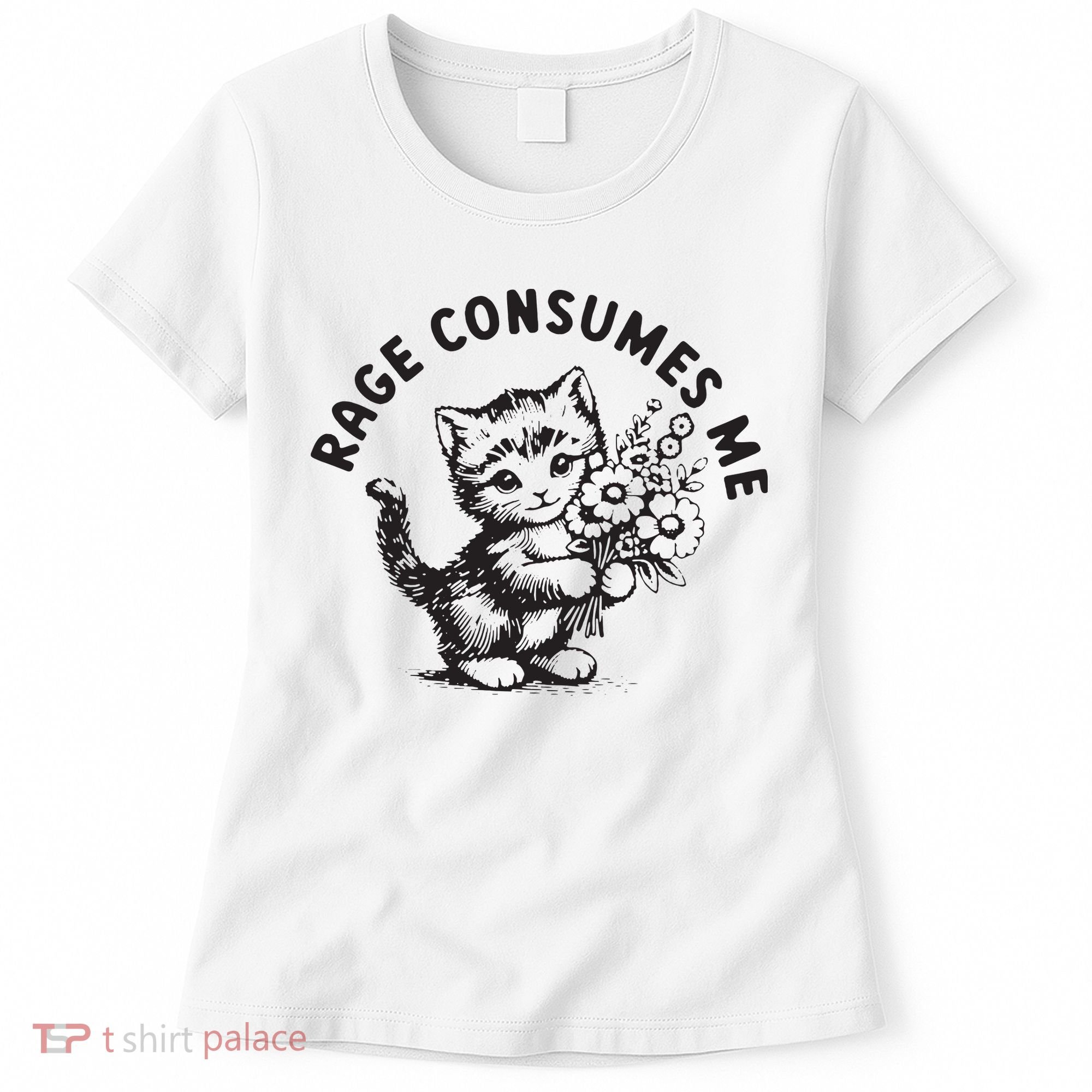 Rage Consumes Me Weirdcore Funny Hilarious Kitten Meme Women's T-Shirt