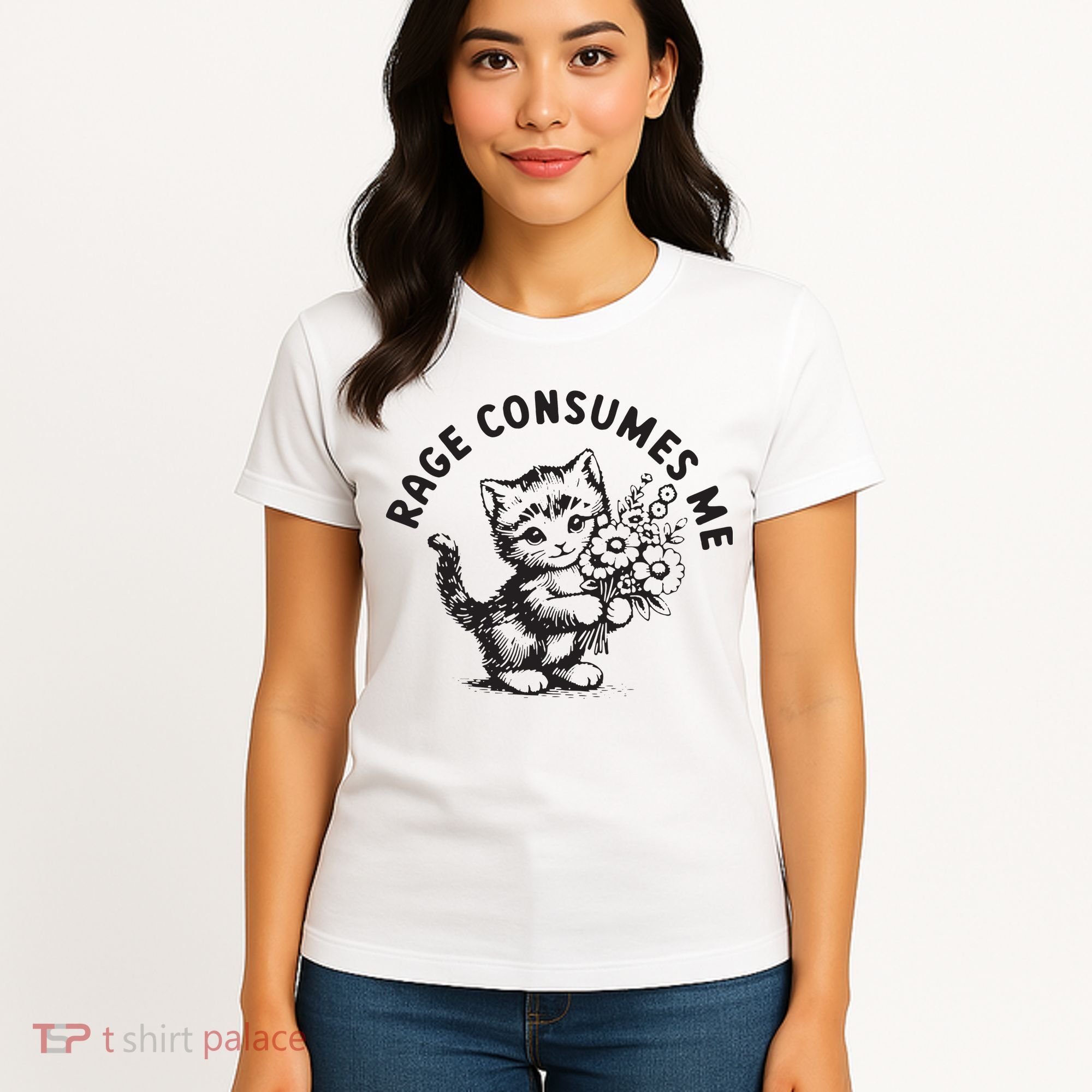 Rage Consumes Me Weirdcore Funny Hilarious Kitten Meme Women's T-Shirt