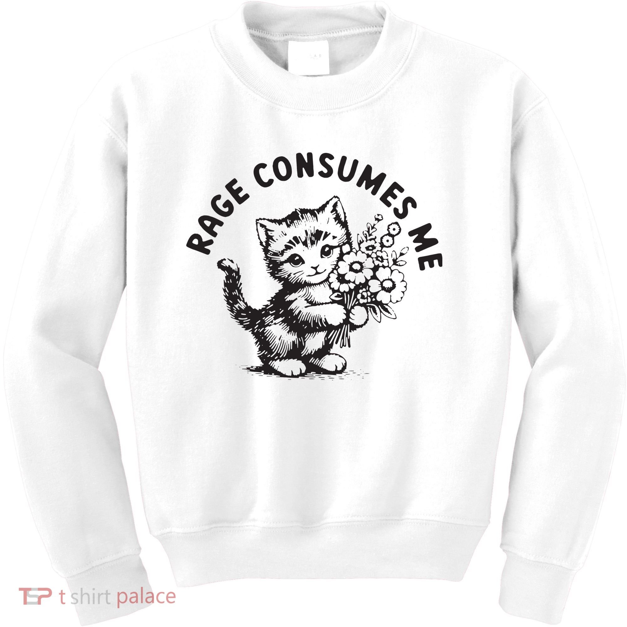 Rage Consumes Me Weirdcore Funny Hilarious Kitten Meme Kids Sweatshirt