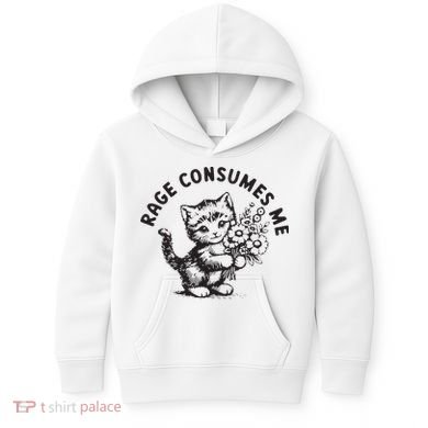 Rage Consumes Me Weirdcore Funny Hilarious Kitten Meme Kids Hoodie