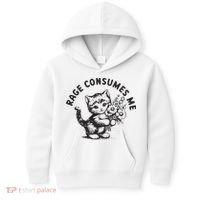 Rage Consumes Me Weirdcore Funny Hilarious Kitten Meme Kids Hoodie thumb 0