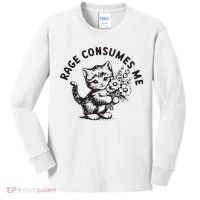 Rage Consumes Me Weirdcore Funny Hilarious Kitten Meme Kids Long Sleeve Shirt thumb 0