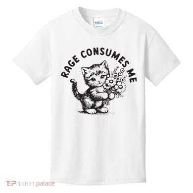 Rage Consumes Me Weirdcore Funny Hilarious Kitten Meme Kids T-Shirt