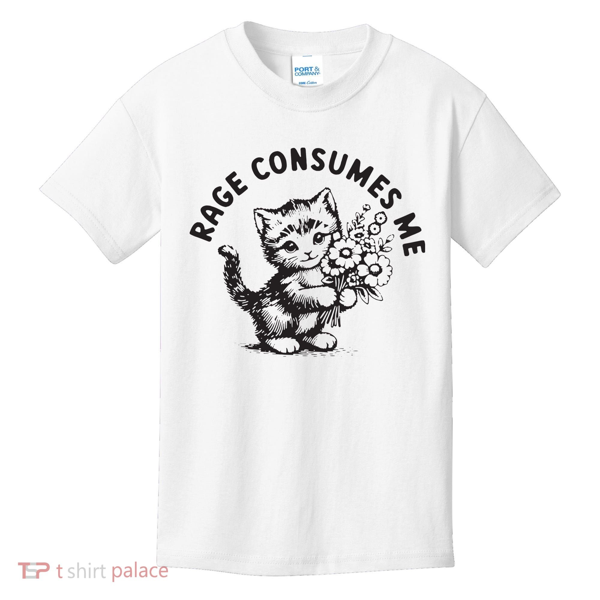Rage Consumes Me Weirdcore Funny Hilarious Kitten Meme Kids T-Shirt